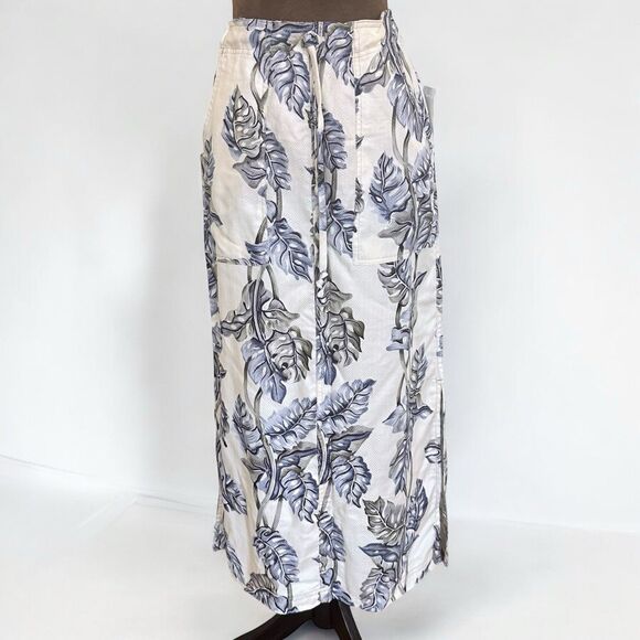 NALU Wahine Hawaiian Luau Cotton Blend Midi Skirt Drawstring L Pockets Tropical - Picture 3 of 12